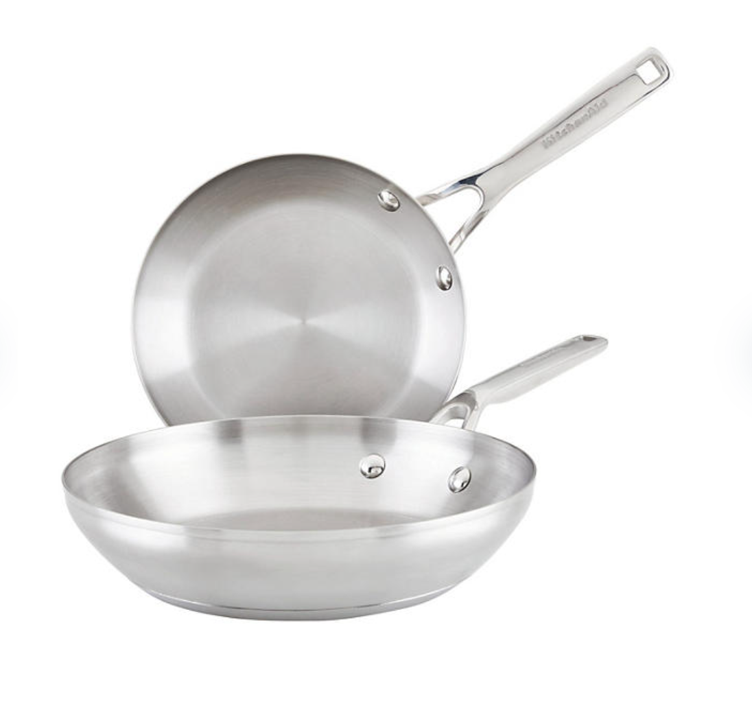KitchenAid 3 Ply Base Stainless Steel Cookware Induction 2-Piece Fry Pans Set, Brushed Stainless Steel $39.98 - Bellso